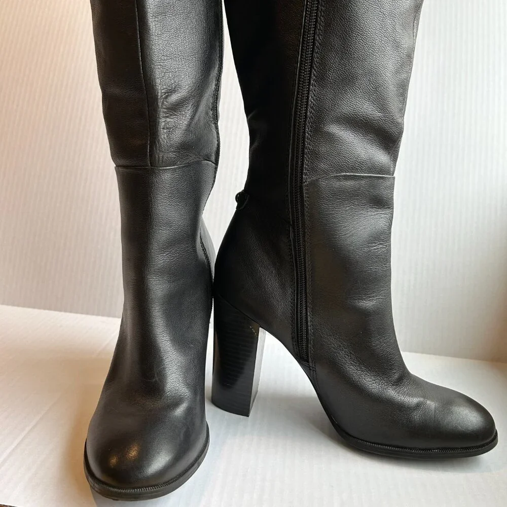 Liz & Co Black Leather Women's Calf Height Boots Size 9 Heel 4" - Picture 11 of 15